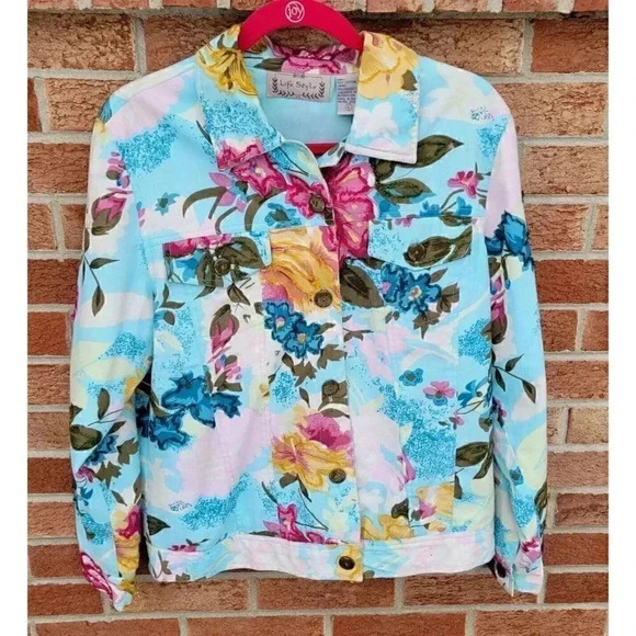 Lifestyle Jackets & Blazers - Life Style Blazer Jacket Women's Size Large Lined Colorful Floral Pockets